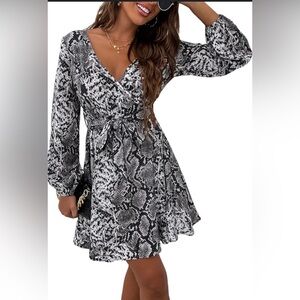 Calvin Klein Snake Skin Long Sleeve Dress